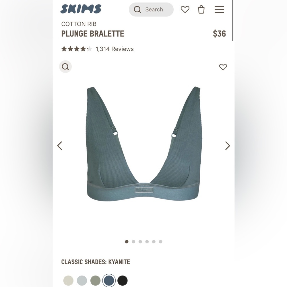 SKIMS COTTON RIB PLUNGE BRALETTE - NWT SIZE M